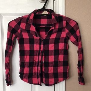 Girls Hot pink and black Plaid Shirt 6/6x
